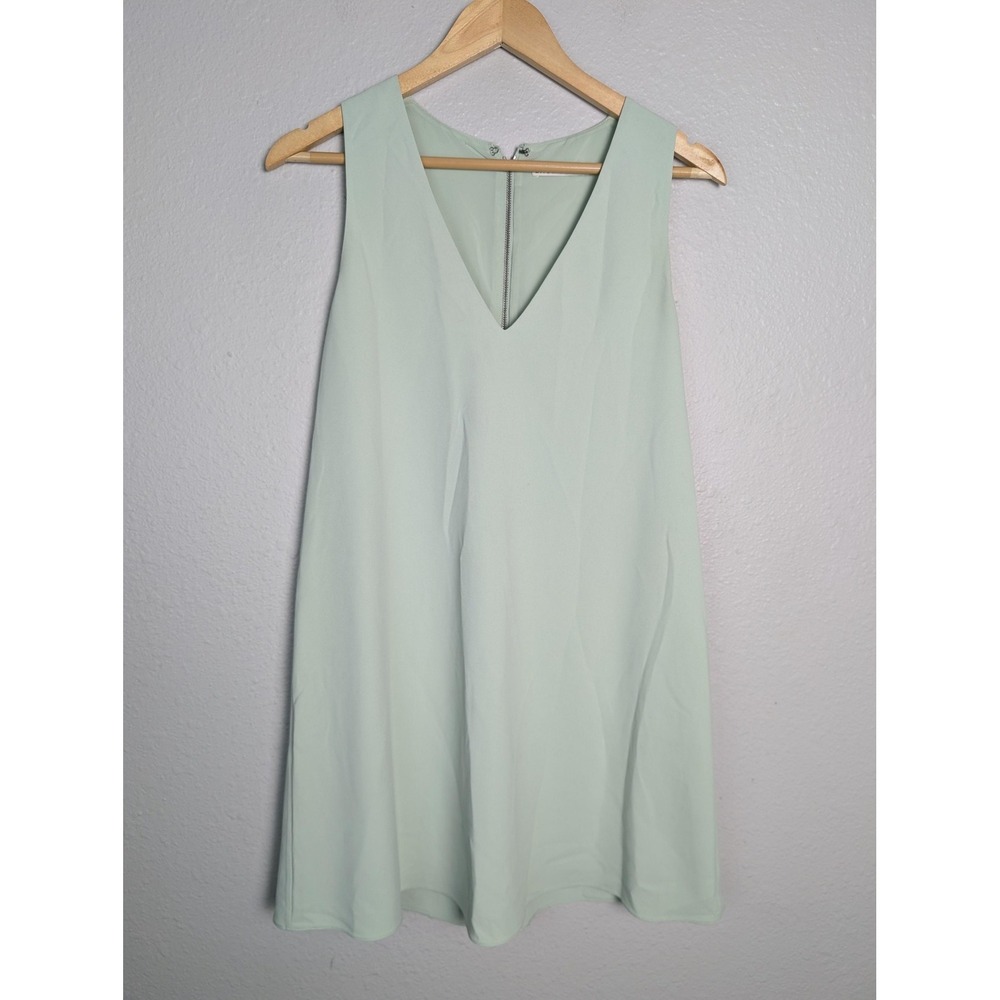 Alice + Olivia‎ Dress Womens S Green Short Shift V-Neck Sleeveless Cutout Zip